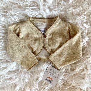 Baby Girl Gold Cardigan Crop Shrug NWT